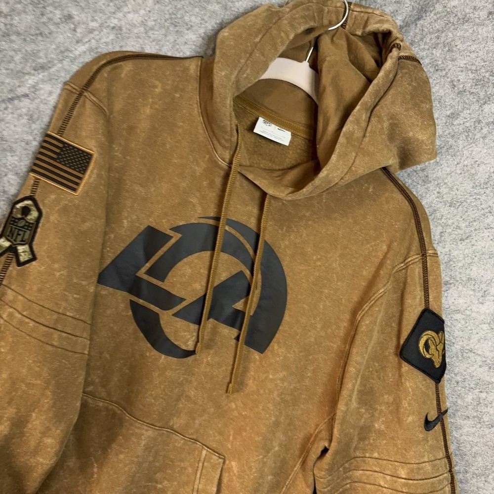 Nike Los Angeles Rams NFL Salute To Service Hoodie Small Brown Mineral Wash